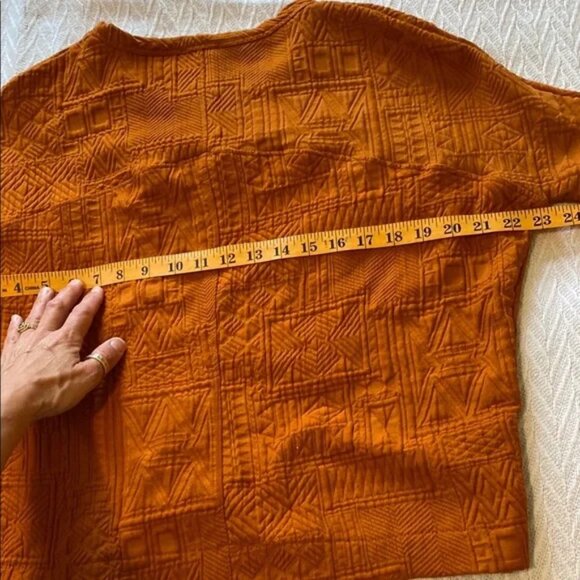 Rust Orange Textured Geometric Print Top 3/4 Sleeve Boho Bohemian Aztec - Picture 4 of 6
